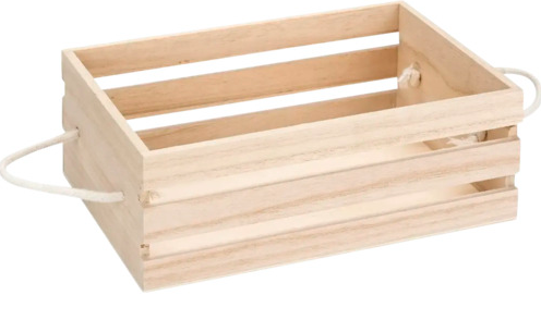 Holzkiste mit Kordelhandgriff 18x10x5,5cm